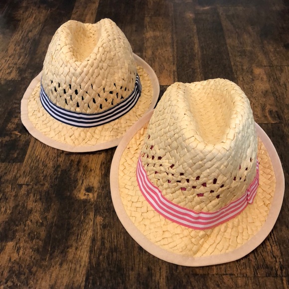 H&M Straw Summer Hats, Blue and Pink, 4-6 Months - Picture 1 of 8